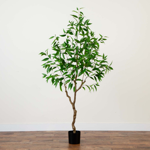 Long Leaf Greco Eucalyptus Artificial Potted Tree - 7' - IMAGE 1