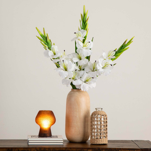 Floral Gladiolus Artificial Stem Sprays - 45" - Set of 3 - White - IMAGE 1