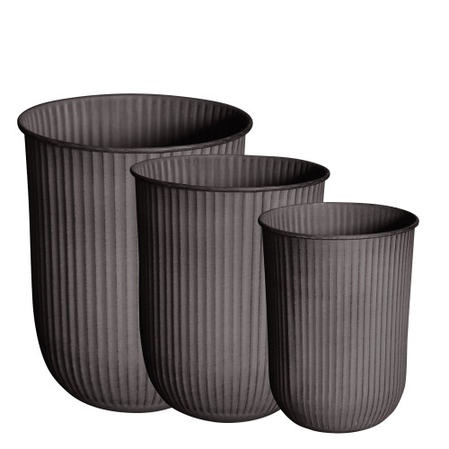 Stripe Glazed Planter Pots - 19.5" - Brown - Set of 3 - IMAGE 1