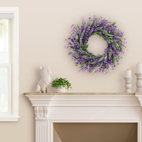 Lavender Floral Artificial Wreath - 24" - Purple - IMAGE 1