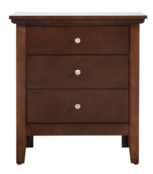 3-Drawer Wooden Rectangular Nightstand - 26" - Brown - IMAGE 1