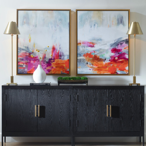 Abstract Color Theory Canvas Wall Art - 38.75" x 31.75" -  Set of 2 - IMAGE 1