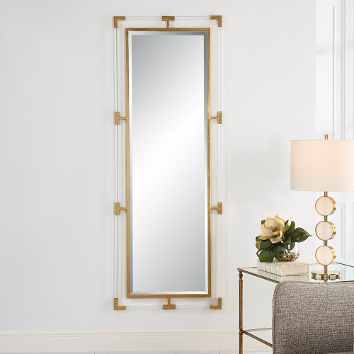 Tall Rectangular Framed Wall Mirror - 75" - Gold - IMAGE 1