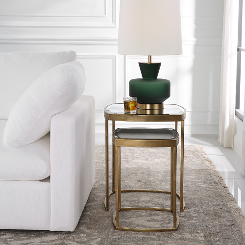 Open Frame Nesting Tables - 23.75" - Gold Finish - Set of 2 - IMAGE 1