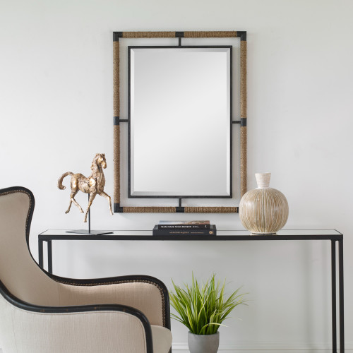 Beveled Wrapped Rope Wall Mirror - 38" - IMAGE 1