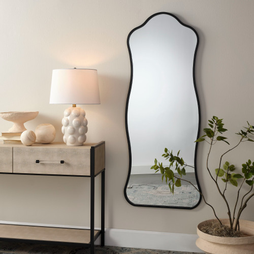 Wavey Edge Framed Floor Mirror - 58" - IMAGE 1