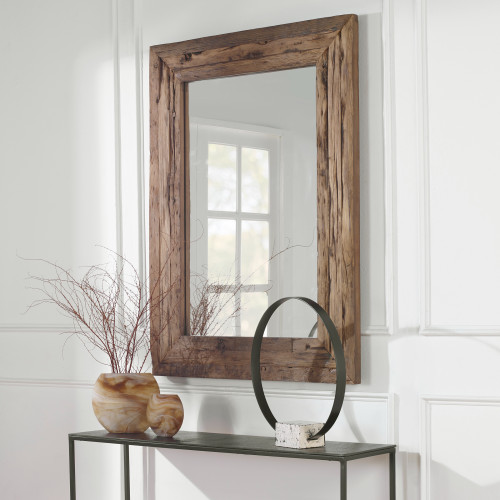 Wooden Rectangular Mirror - 48" - Brown - IMAGE 1