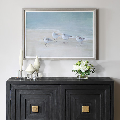 Shorebirds on the Sand Framed Wall Art - 22.5" X 32.5" - IMAGE 1