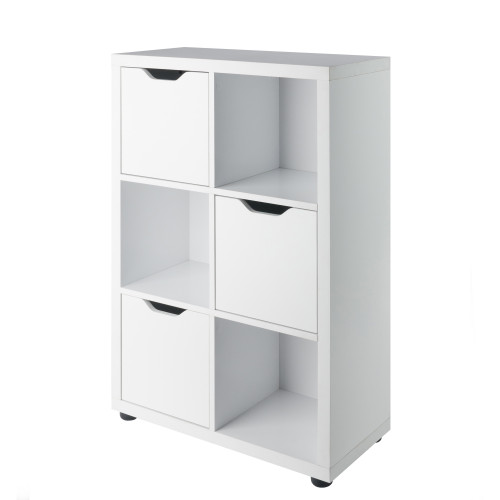 Wooden Storage Cabinet with 6-Shelves - 37.5" - White - IMAGE 1