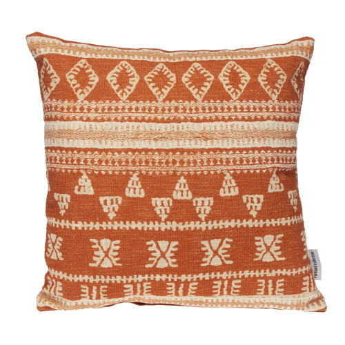 Tribal Square Throw Pillow - 18" - Orange and Beige - IMAGE 1