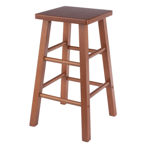 Wooden Square Seat Counter Stool - 24" - Teak Finish - IMAGE 1