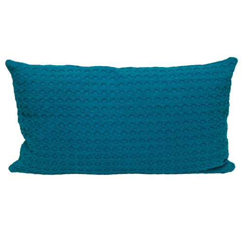 Solid Knitted Rectangular Cotton Throw Pillow - 14" x  26" - Blue - IMAGE 1