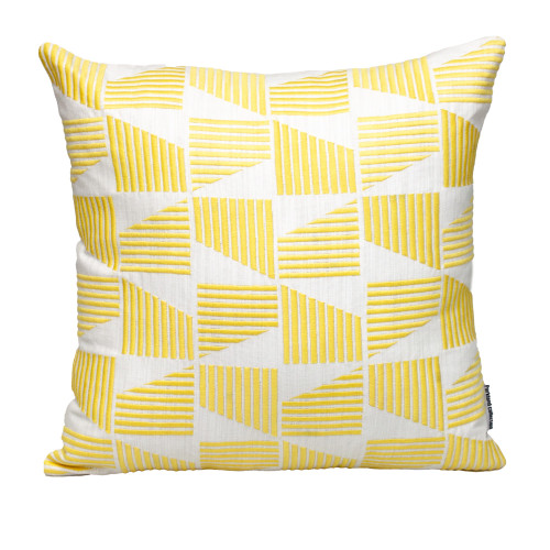 Geometric Square Throw Pillow - 18" - Yellow and White - IMAGE 1