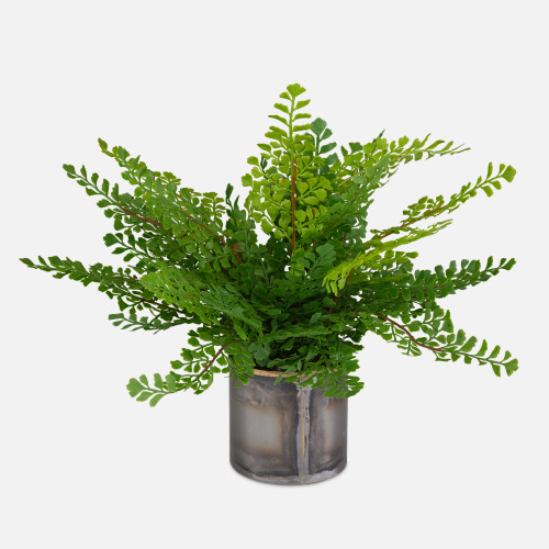 Artificial Maidenhair Fern with Oxidized Container - 14" - Green - IMAGE 1