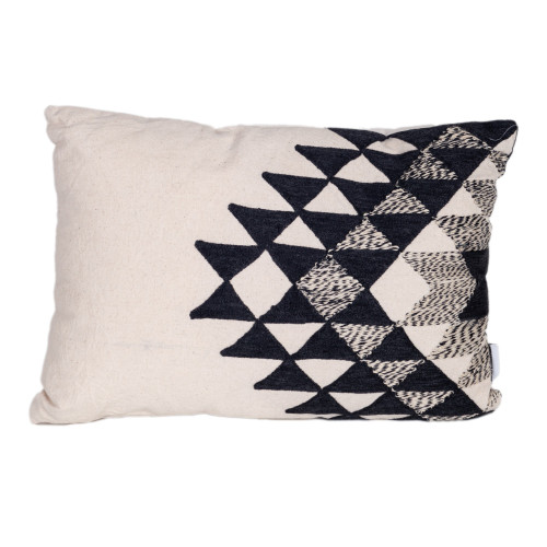 Geometric Rectangular Throw Pillow - 20" - Beige and Black - IMAGE 1