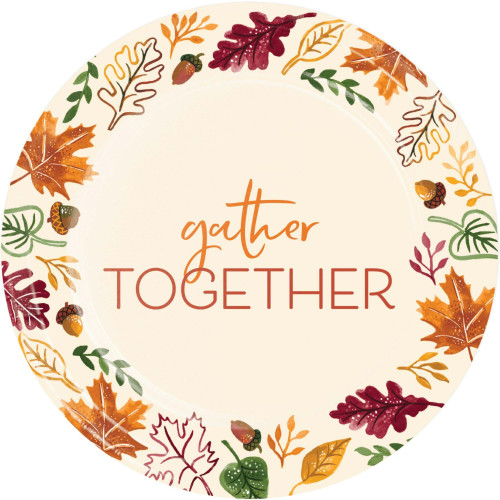 Disposable Gather Together Fall Harvest Dinner Plates - 8.75" - Club Pack of 96 - IMAGE 1