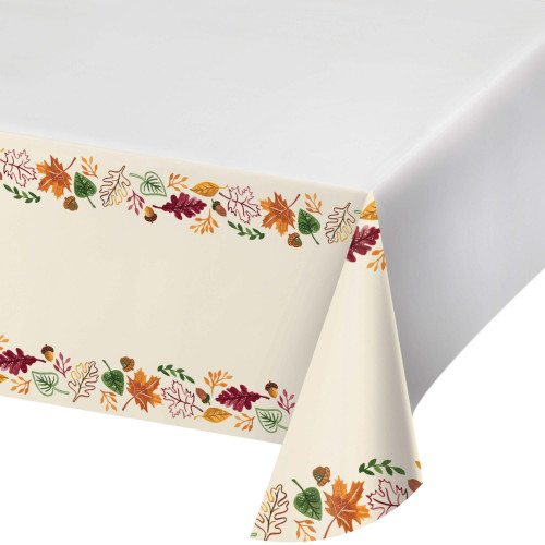 Festival Fall Harvest Lush Leaves Disposable Tablecloths - 96" x 54" - Club Pack of 12 - IMAGE 1