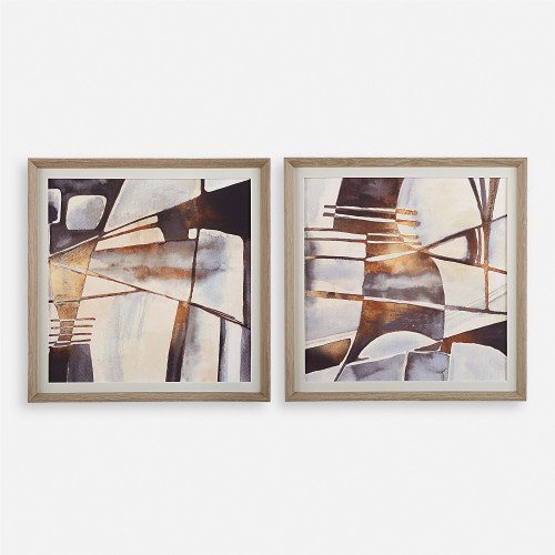 Abstract Print Framed Wall Art - 34.75" x 34.75" - Set of 2 - IMAGE 1