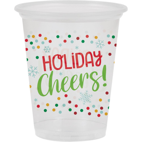 Disposable Plastic "Holiday Cheers!" Christmas Cups 16 oz. - Club Pack of 96 - IMAGE 1