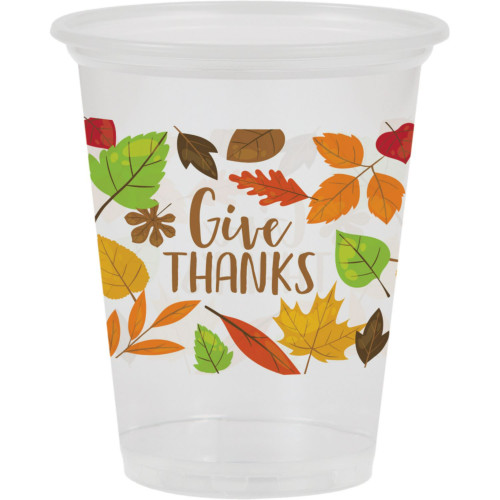Fall Harvest Give Thanks Party Tumbler Cups 16 oz. - 4.25" - Club Pack of 96 - IMAGE 1