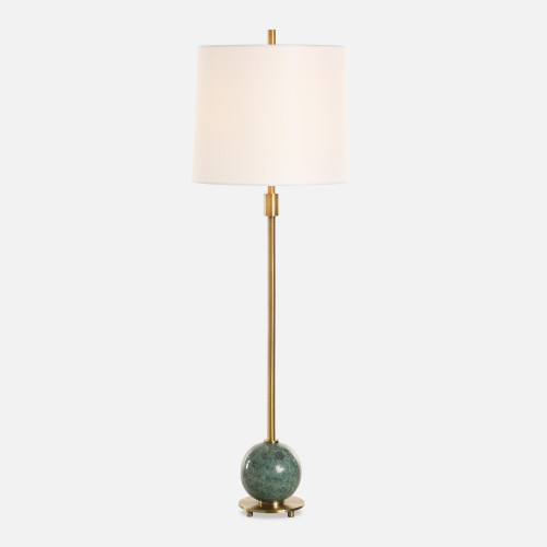 Buffet Lamp with Linen Drum Shade - 36.25" - Brass Finish - IMAGE 1