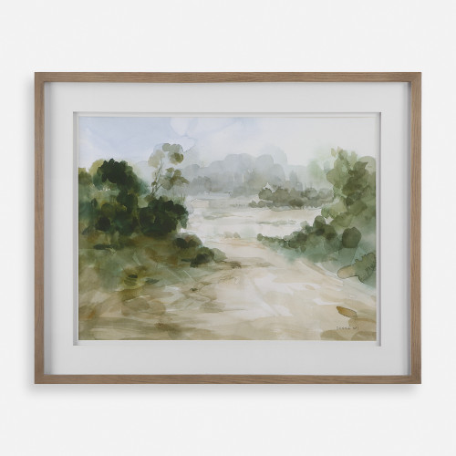 Watercolor Landscape Framed Rectangular Print Wall Art - 40.5" - IMAGE 1