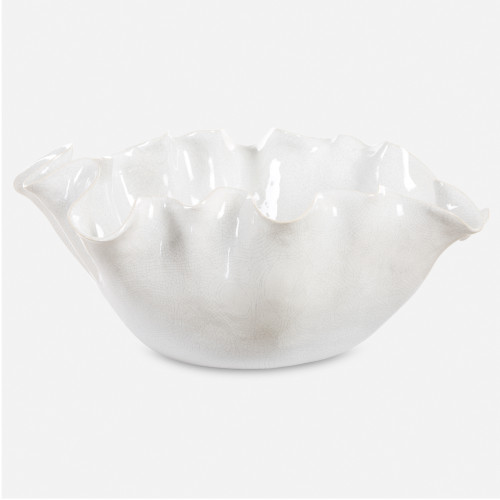 Blooming Flower Ceramic Accent Bowl - 15.5" - White - IMAGE 1