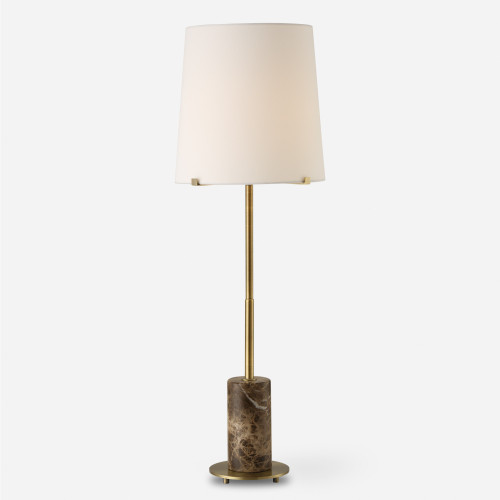Marble Buffet Lamp with Tapered Shade - 36" - Sepia Brown - IMAGE 1