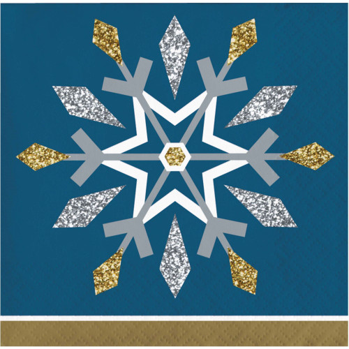 2-Ply Snowflake Christmas Beverage Napkins - 5" - Club Pack of 192 - IMAGE 1