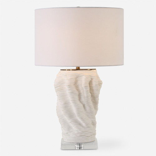 Ceramic Stacked Rings Table Lamp with White Round Drum Shade - 28" - White - IMAGE 1