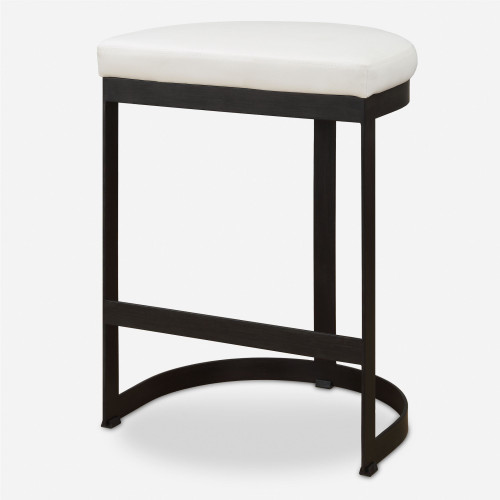 Solid Counter Stool with Footrest - 26" - White and black - IMAGE 1