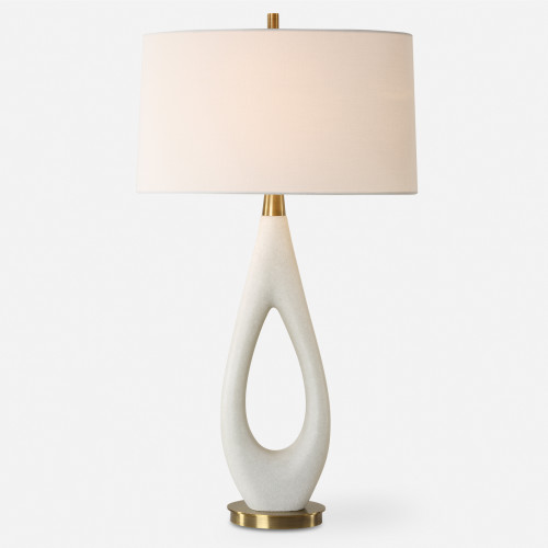 Needle Eye Base Table Lamp with Oval Shade - 33.25" - White - IMAGE 1