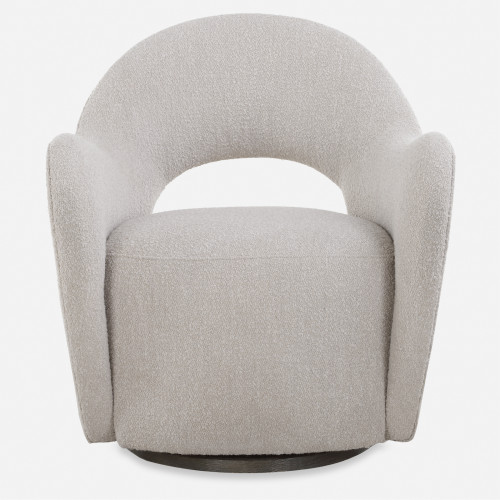 Solid Curves and Cutouts Swivel Chair - 33.5" - Cream - IMAGE 1