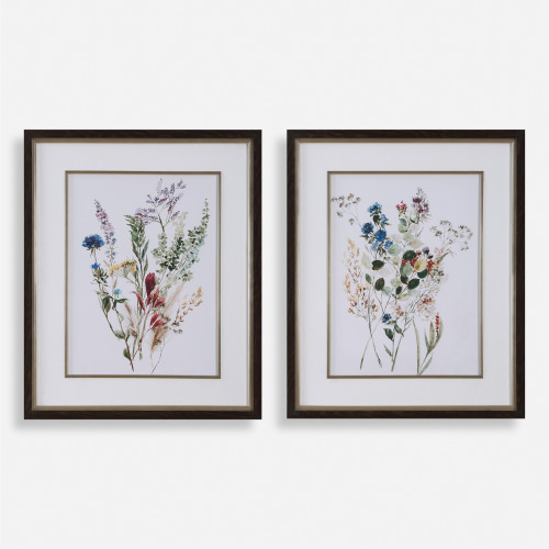 Floral Watercolor Style Framed Wall Art - 27.5" x 33.5" - Set of 2 - IMAGE 1