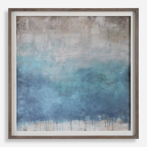 Serenity Abstract Framed Square Prints Wall Art - 44.75" - Blue and Gray - IMAGE 1