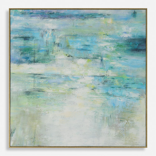 Hand Painted Abstract Framed Canvas Wall Art - 42.75" x 42.75" - IMAGE 1