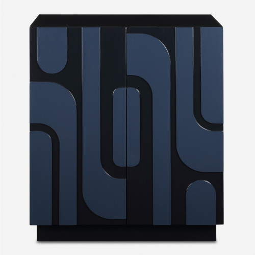 2-Door Storage Cabinet - 34" - Glossy Blue Finish - IMAGE 1