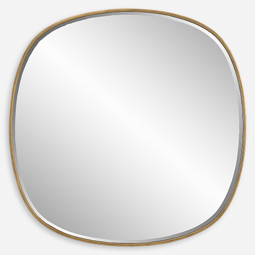Beveled Round Wall Mirror - 47" - Antique Gold - IMAGE 1