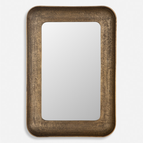 Framed Rectangular Wall Mirror - 42.5" - Antique Brass Finish - IMAGE 1