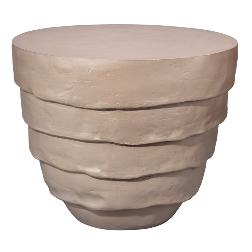 Hand-Crafted Texture Finish Side Table - 19" - Brown - IMAGE 1