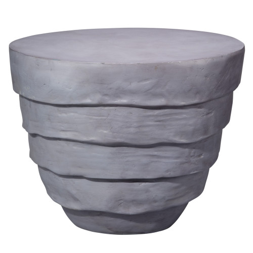 Hand-Crafted Texture Finish Side Table - 19" - Gray - IMAGE 1