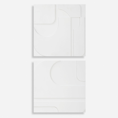Contours Square Wall Decorations - 24" - White - Set of 2 - IMAGE 1