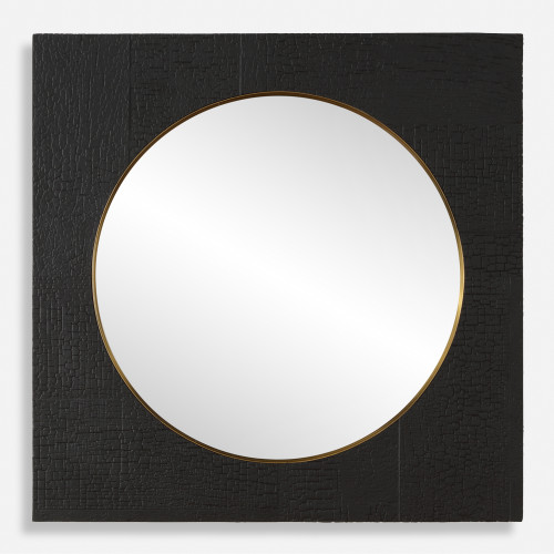 Brass Plated Frame Square Wall Mirror - 42" - Black - IMAGE 1