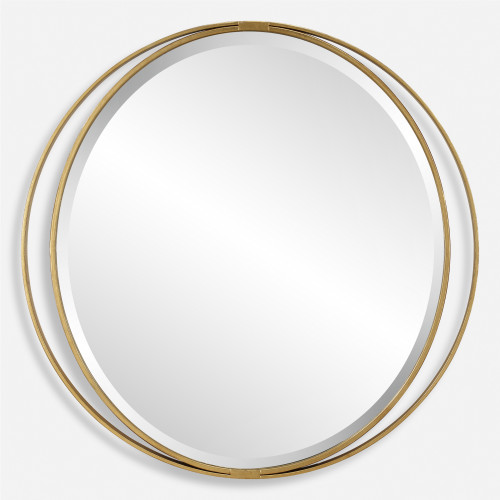 Round Wall Mirror - 36" - Antiqued Gold Leaf Finished - IMAGE 1
