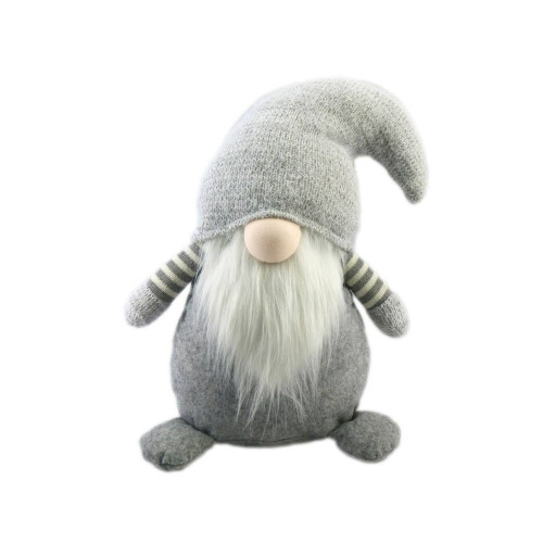 Standing Christmas Gnome Decoration - 19.5" - Gray and White - IMAGE 1