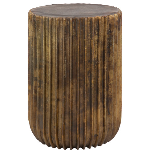 Round Top with Ridges Accent End Table - 20" - Gold - IMAGE 1