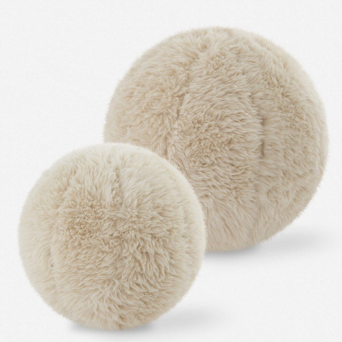 Textured Spherical Cushioned Ball Throw Pillows - 11" - Caramel - Set of 2 - IMAGE 1