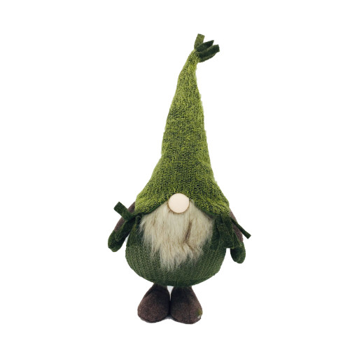 Fuzzy Gnome Christmas Tabletop Figurine - 23.25" -  Green and Brown - IMAGE 1