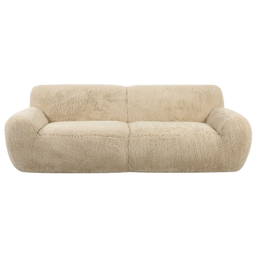 Artificial Sheepskin Rounded Sofa - 96" - Caramel Brown - IMAGE 1