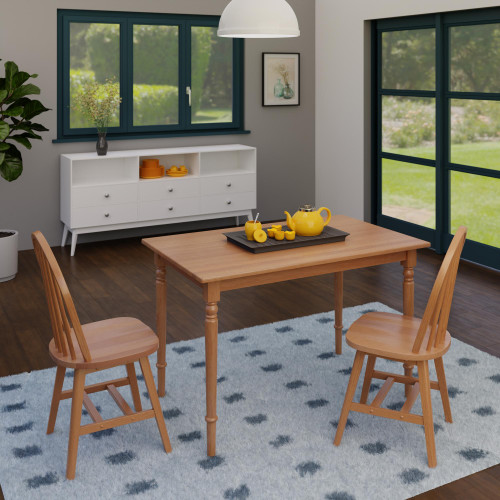 3-Piece Wooden Dining Table and Chairs - 47.25" - Brown - IMAGE 1